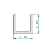 DUAL-A-8N Aluminium U profil, fehér 8x8 mm