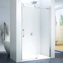 LINEA Kétrészes, Toló zuhanyajtó, 120 x 195 cm, Átlátszó 8 mm-es üveggel, Fényes króm