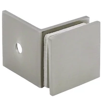 CUBE NÉGYZETES Fix fali üvegrögzítő "L" 90 fokos, SZÁLCSISZOLT