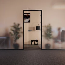 DUAL-DOOR Office Ajtó szett, felülvilágítóval, 50kg ajtóüvegig, fekete