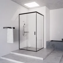 Zuhany tolóajtó szett, 3 részes, 8-10mm üveghez, Matt fekete színben