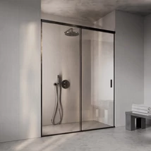 Zuhany tolóajtó szett, 2 részes, 8-10mm üveghez, Matt fekete színben